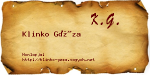 Klinko Géza névjegykártya
